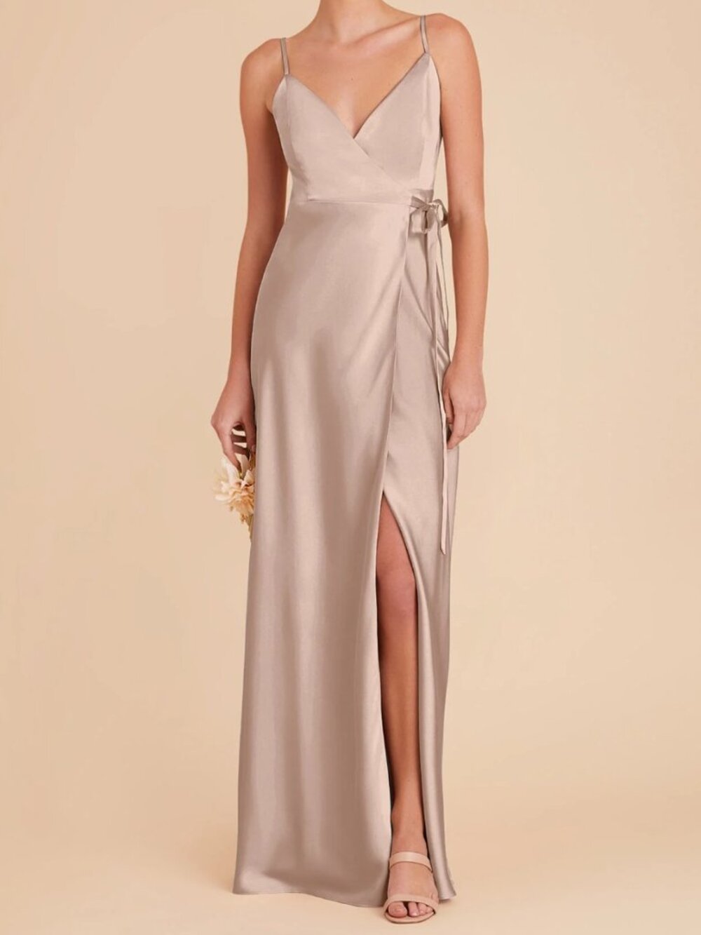BIRDY GRAY CINDY MATTE SATIN TAUPE DRESS (M 6-8)